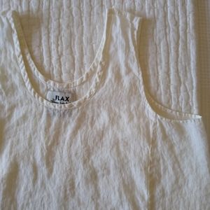 FLAX Linen Maxi Dress L sheer off-white slip under